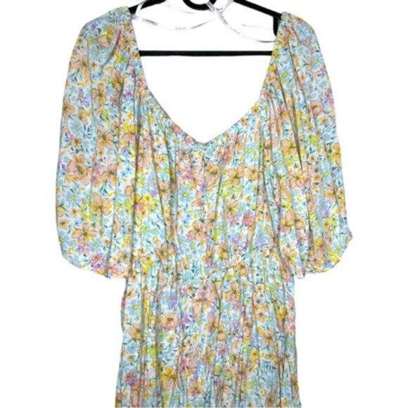 ELOQUII Cinched Front Floral Midi A-Line Dress Size 18W - Picture 8 of 12